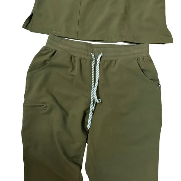 Jaanuu olive scrub set sz M w jogger pants nurse workwear scrubs green medical - Picture 6 of 8